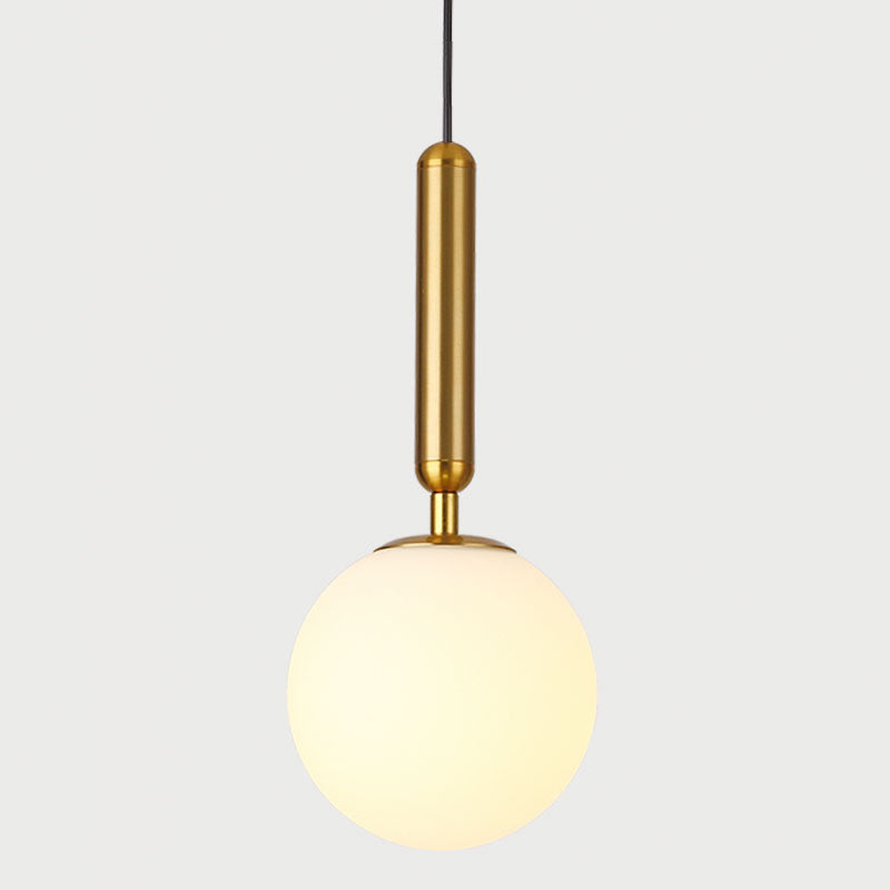 1 Light Spherical Pendant Light Modern Hand-Blown White Glass Shade Hanging Lamp for Living Room