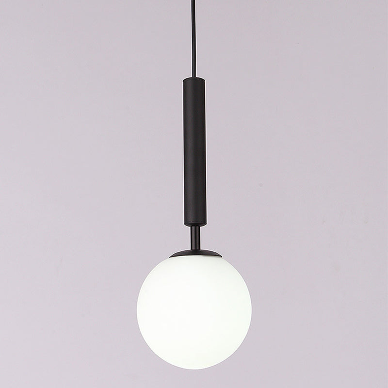 1 Light Spherical Pendant Light Modern Hand-Blown White Glass Shade Hanging Lamp for Living Room