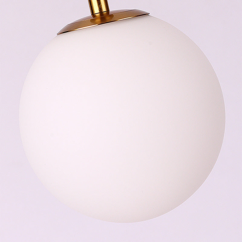 1 Light Spherical Pendant Light Modern Hand-Blown White Glass Shade Hanging Lamp for Living Room