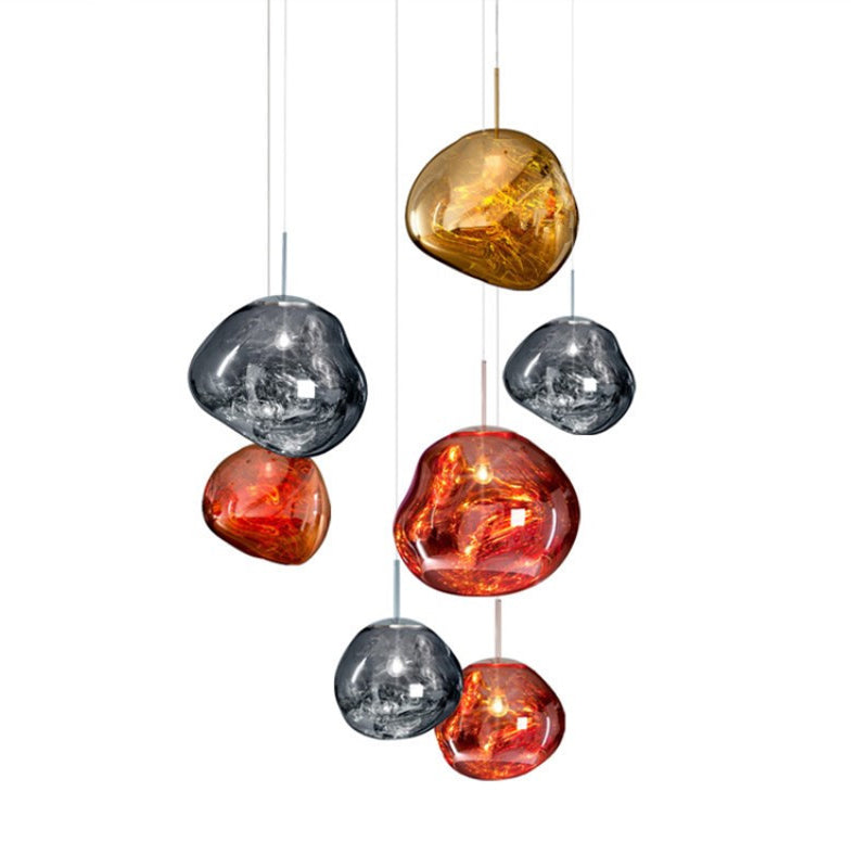 1 Light Rock Ceiling Light Modern Simple Dimpled Blown Glass Ceiling Fixture for Restaurant