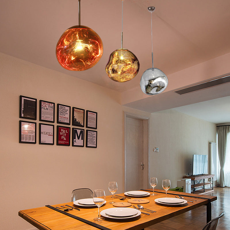 1 Light Rock Ceiling Light Modern Simple Dimpled Blown Glass Ceiling Fixture for Restaurant