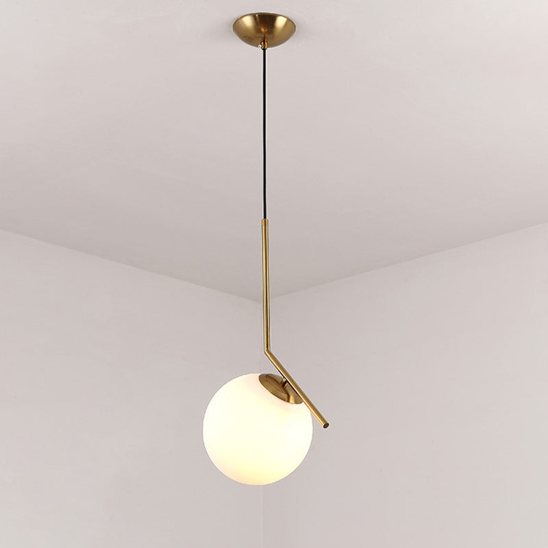 Round Hanging Pendant Lights Modern Simple White Glass Pendant Ceiling Lights for Restaurant