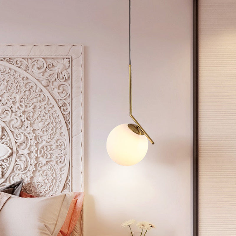 Round Hanging Pendant Lights Modern Simple White Glass Pendant Ceiling Lights for Restaurant