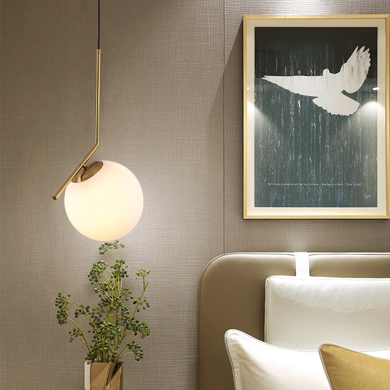 Round Hanging Pendant Lights Modern Simple White Glass Pendant Ceiling Lights for Restaurant