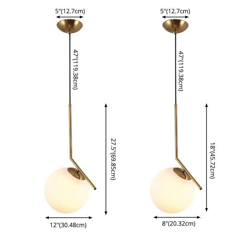 Round Hanging Pendant Lights Modern Simple White Glass Pendant Ceiling Lights for Restaurant