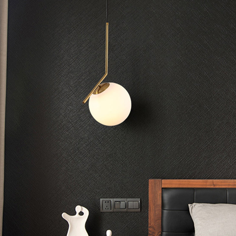 Round Hanging Pendant Lights Modern Simple White Glass Pendant Ceiling Lights for Restaurant