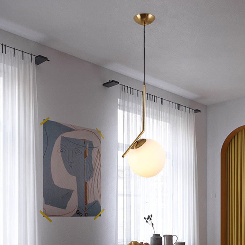 Round Hanging Pendant Lights Modern Simple White Glass Pendant Ceiling Lights for Restaurant