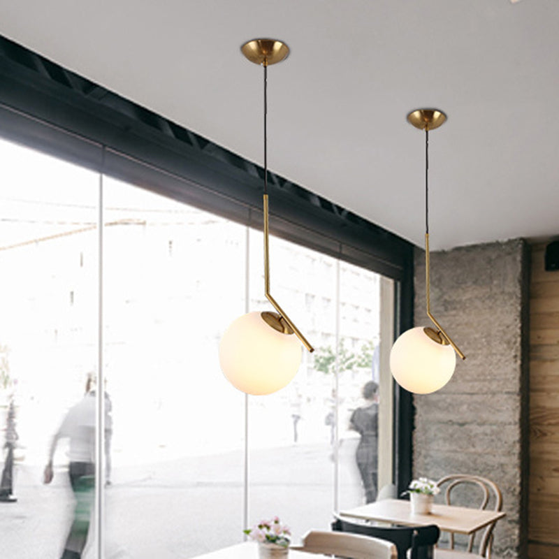 Round Hanging Pendant Lights Modern Simple White Glass Pendant Ceiling Lights for Restaurant