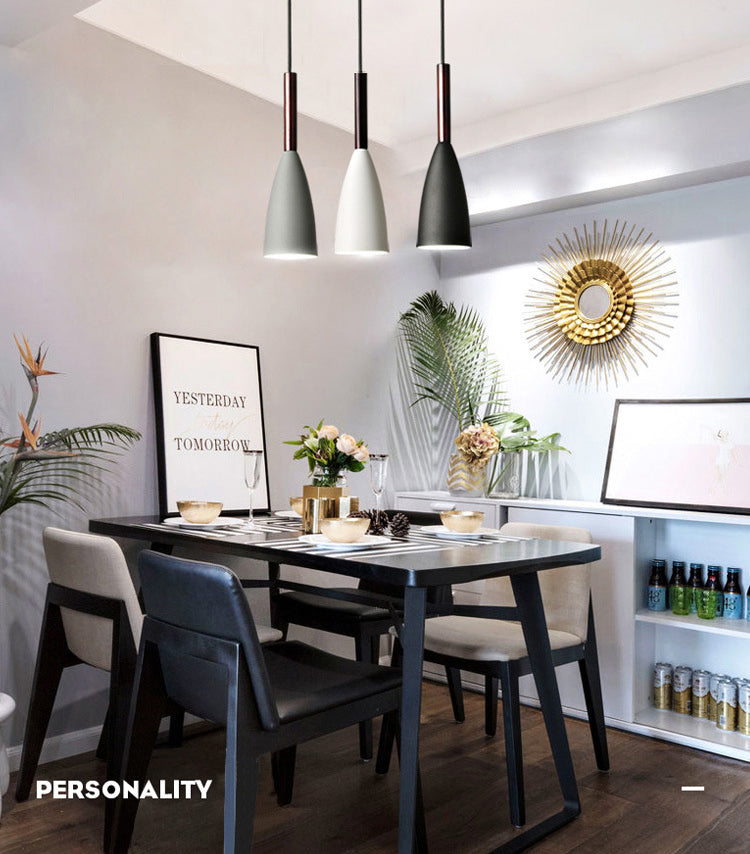 Metal Tapered Hanging Light Nordic Modern Style 1 Light Restaurant Ceiling Pendant Lamp