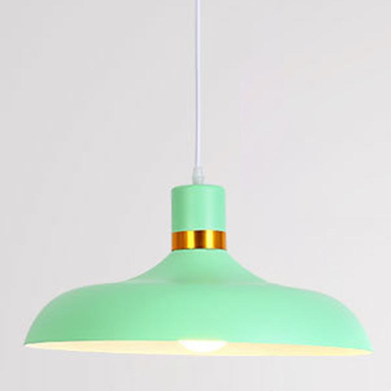 Shaded Metal Ceiling Pendant Lamp Macaron Style Down Lighting Pendant for Dinning Room