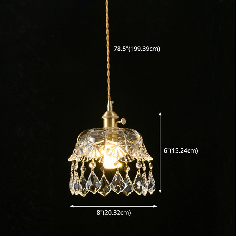 Shaded Glass Pendant Ceiling Light Contemporary Style Clear Hanging Ceiling Light
