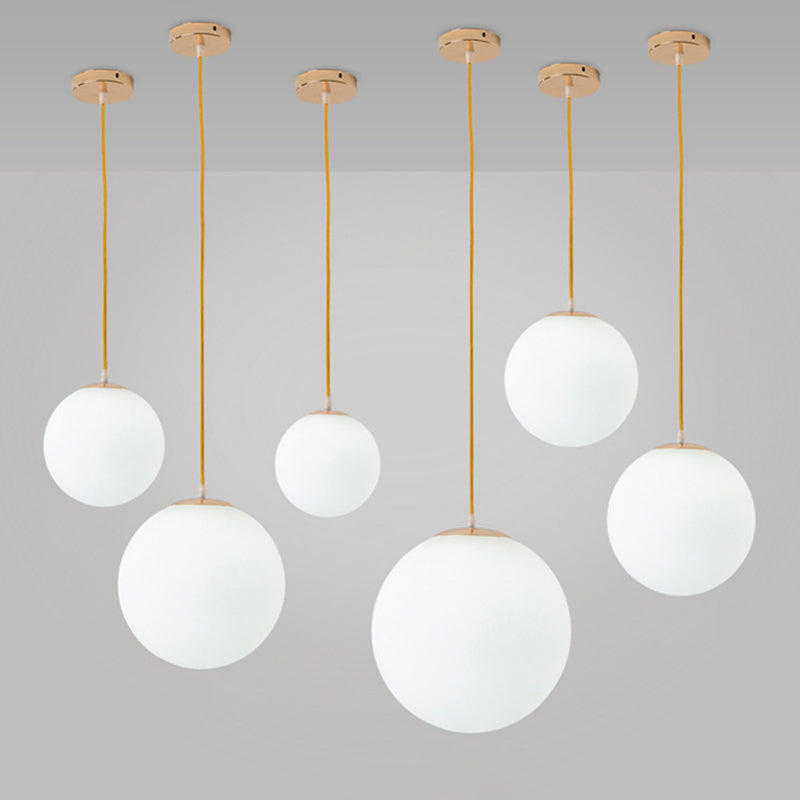 Globe Ceiling Pendant Light Simplicity Glass Dinning Room Pendant Light Kit in White