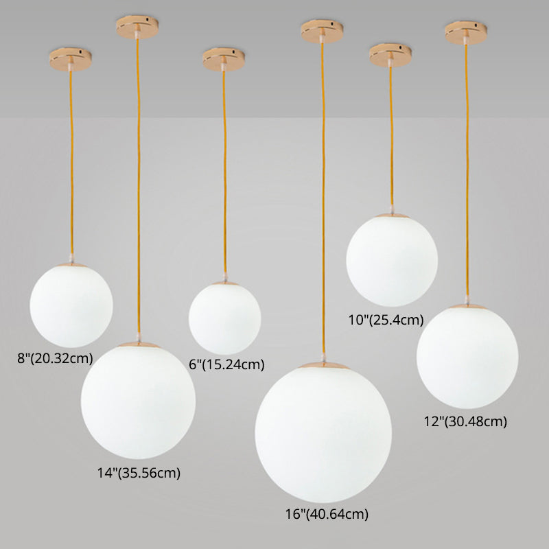 Globe Ceiling Pendant Light Simplicity Glass Dinning Room Pendant Light Kit in White
