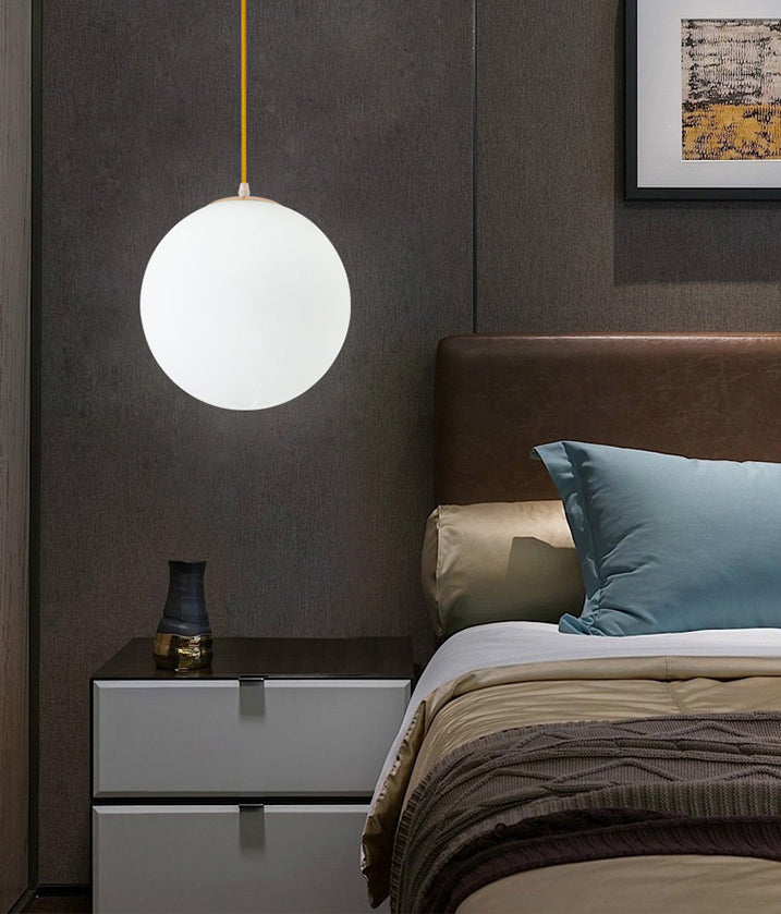 Globe Ceiling Pendant Light Simplicity Glass Dinning Room Pendant Light Kit in White