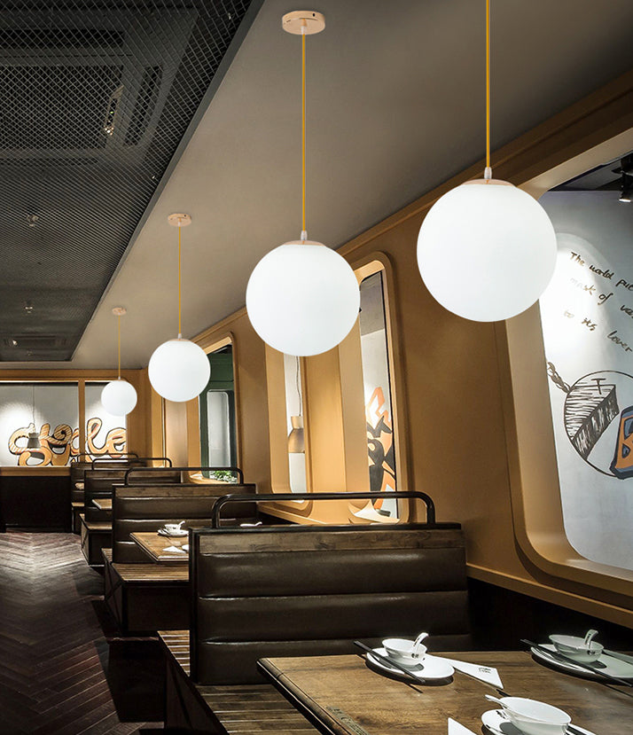 Globe Ceiling Pendant Light Simplicity Glass Dinning Room Pendant Light Kit in White