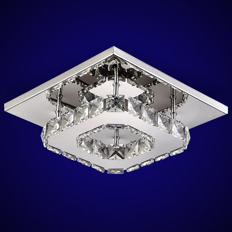 Lampe de plafond encastrée en bloc de cristal minimaliste moderne, éclairage LED encastré de forme carrée pour chambre à coucher