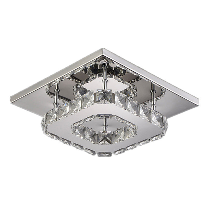 Lampe de plafond encastrée en bloc de cristal minimaliste moderne, éclairage LED encastré de forme carrée pour chambre à coucher