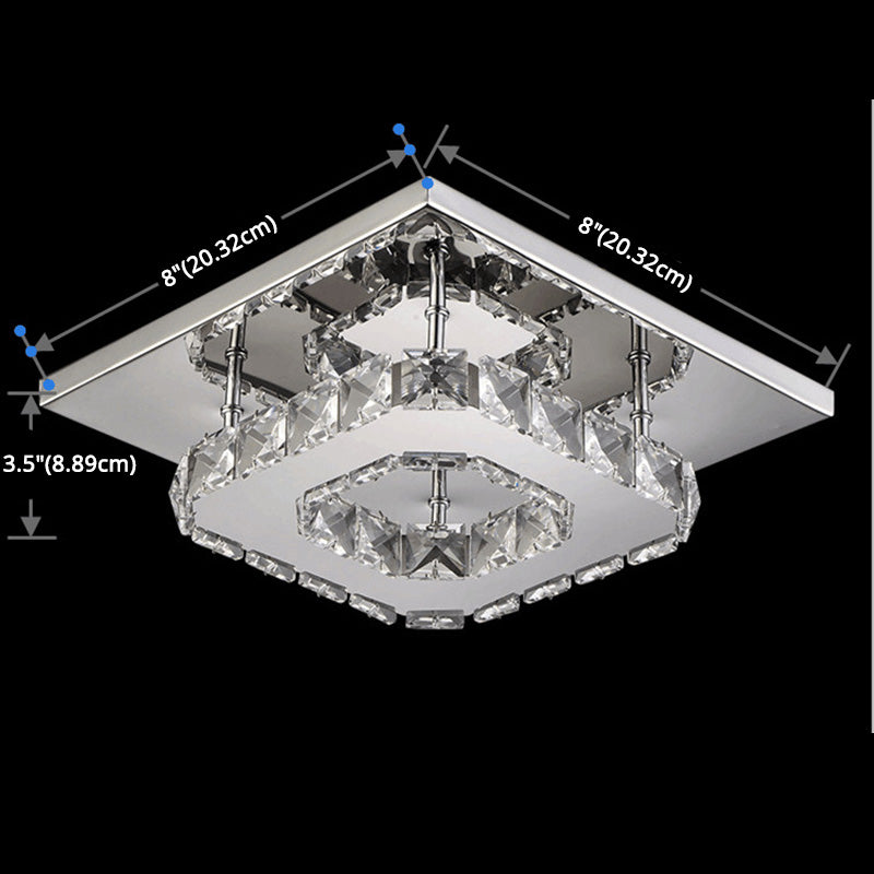Lampe de plafond encastrée en bloc de cristal minimaliste moderne, éclairage LED encastré de forme carrée pour chambre à coucher