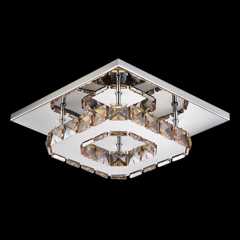 Lampe de plafond encastrée en bloc de cristal minimaliste moderne, éclairage LED encastré de forme carrée pour chambre à coucher