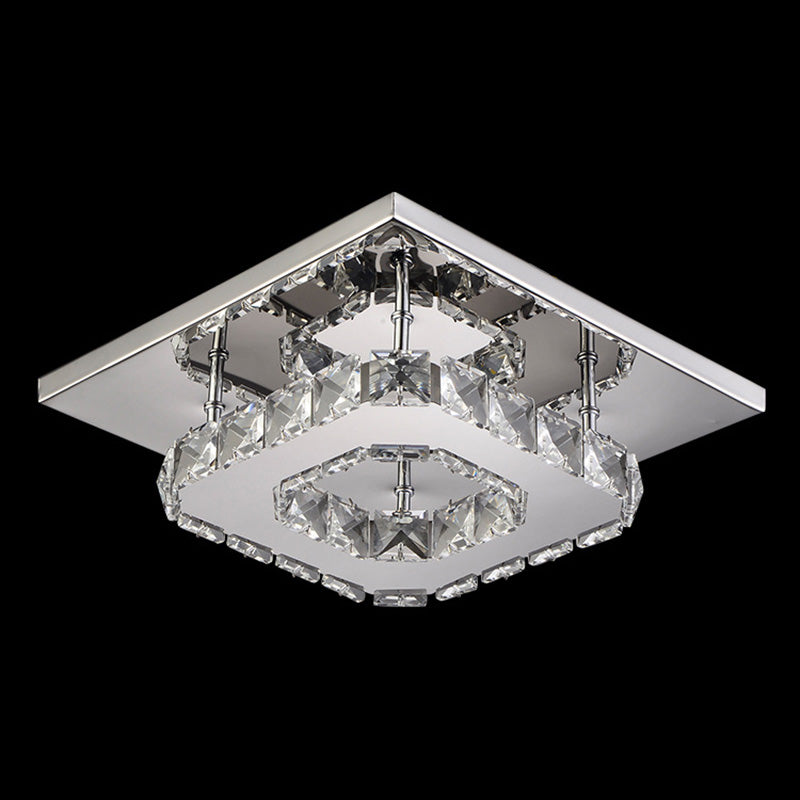 Lampe de plafond encastrée en bloc de cristal minimaliste moderne, éclairage LED encastré de forme carrée pour chambre à coucher