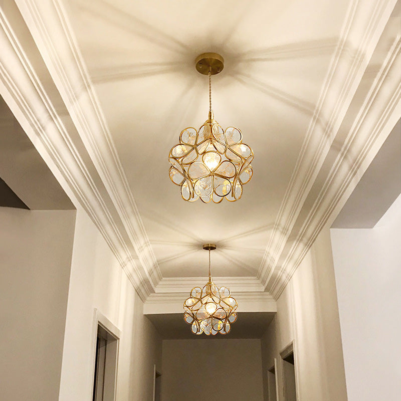 Mini plafonniers encastrés de style vintage traditionnel avec abat-jour en verre