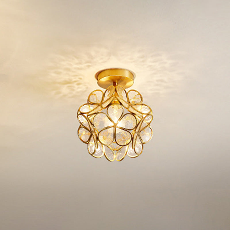Mini plafonniers encastrés de style vintage traditionnel avec abat-jour en verre