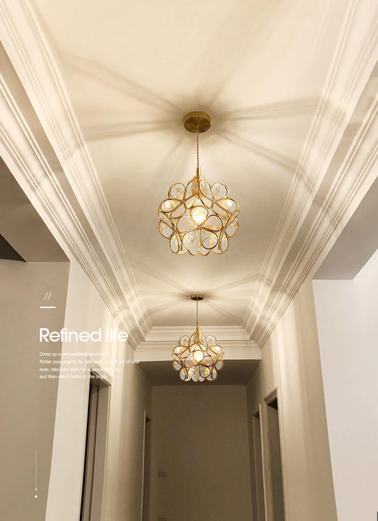 Mini plafonniers encastrés de style vintage traditionnel avec abat-jour en verre