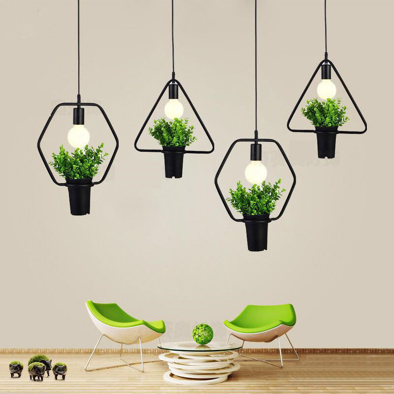 1 Light Pendelleuchte Leuchte Industrial Metall Hanging Pendelleuchte mit Pflanzen für das Restaurant