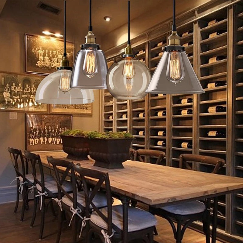 1 kit d'éclairage léger en verre industriel rétro lumière suspendue avec cordon suspendu pour restaurant