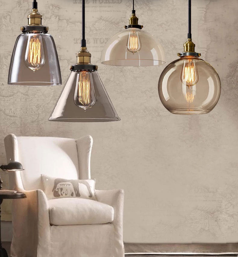 1 kit d'éclairage léger en verre industriel rétro lumière suspendue avec cordon suspendu pour restaurant