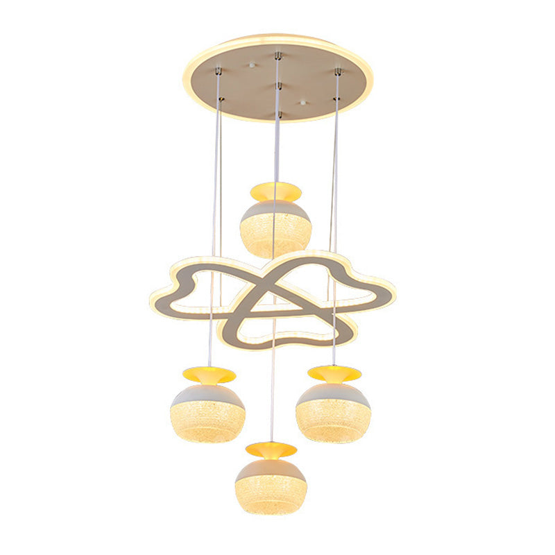 Modern 5-licht hanglamp Licht armatuur Wit wijnglas en klaver multi-plafondlicht met acrylschaduw