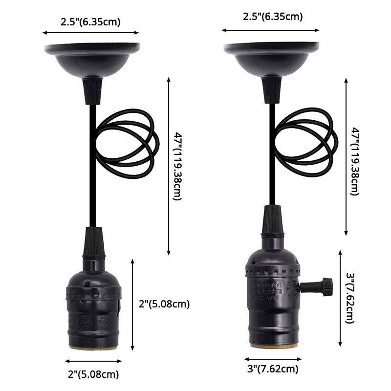 Vintage Single Bulb Hanging Light Metal Lamp Holder Industrial Style Lighting Fixture for Restaurant