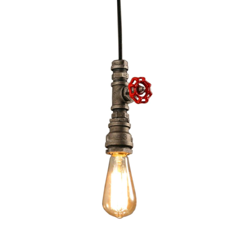 1-Light Water Pipe Creative Suspension Light Vintage Industrial Style Metal Hanging Lamp for Hallway Aisle