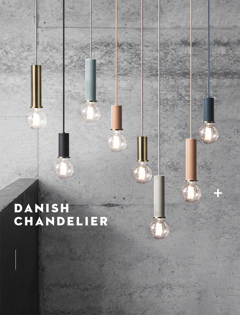 Nordic Macaroon Style Simplicity Hanging Light 1-Light Open Bulb Mini Suspension Lamp for Clothing Store