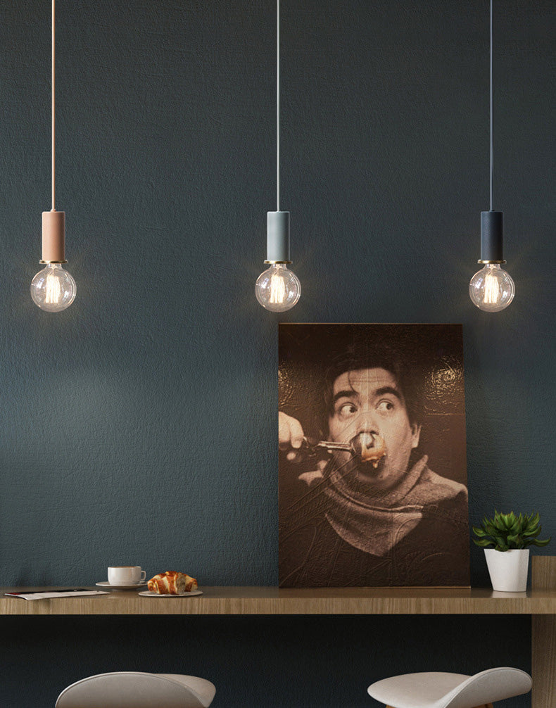 Nordic Macaroon Style Simplicity Hanging Light 1-Light Open Bulb Mini Suspension Lamp for Clothing Store