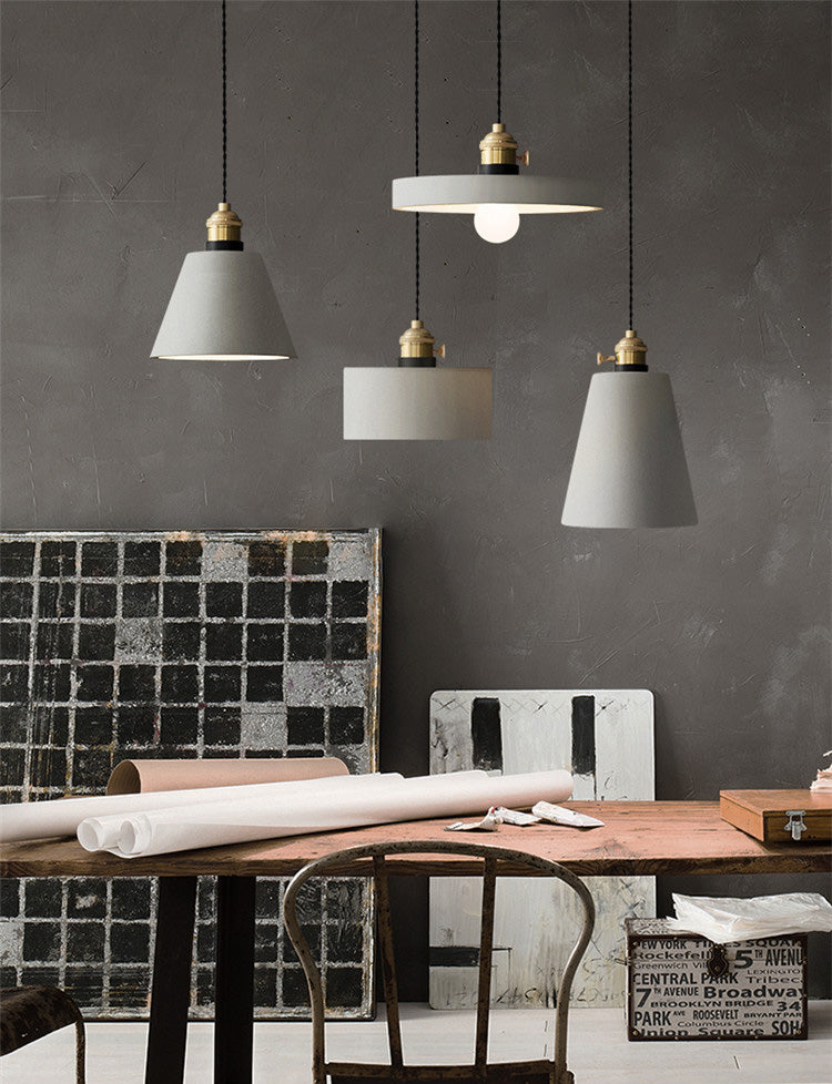Brass Lamp Holder Cement Hanging Light 1-Light Nordic Simplicity Style Creative Lighting Pendant for Bedroom
