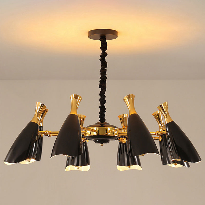 Trompeta negra colgante colgante de la lámpara de metal contemporánea accesorio de iluminación