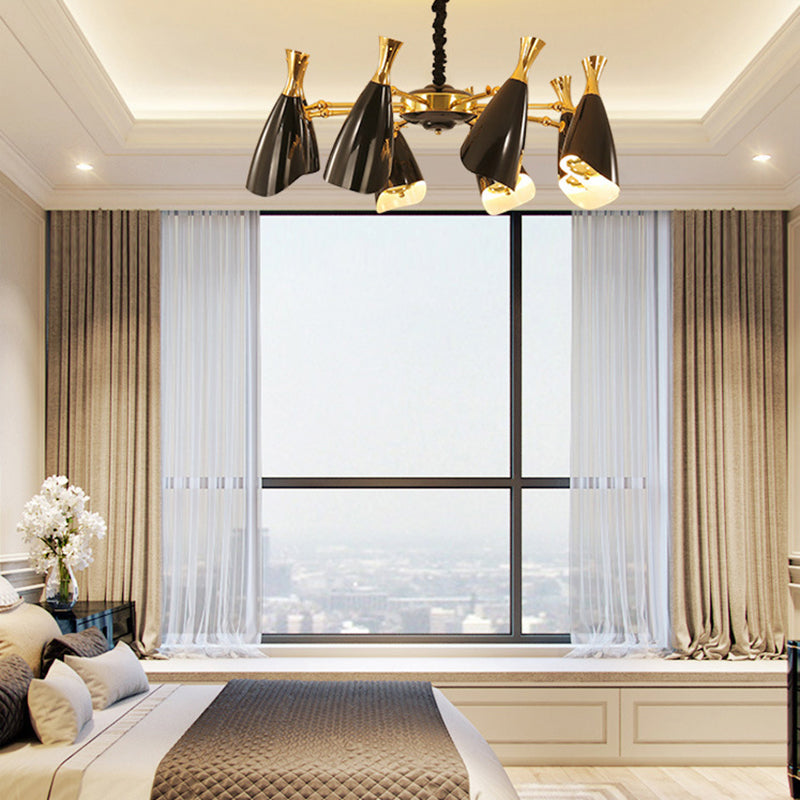 Trompeta negra colgante colgante de la lámpara de metal contemporánea accesorio de iluminación