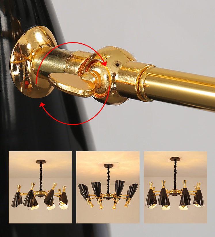 Trompeta negra colgante colgante de la lámpara de metal contemporánea accesorio de iluminación