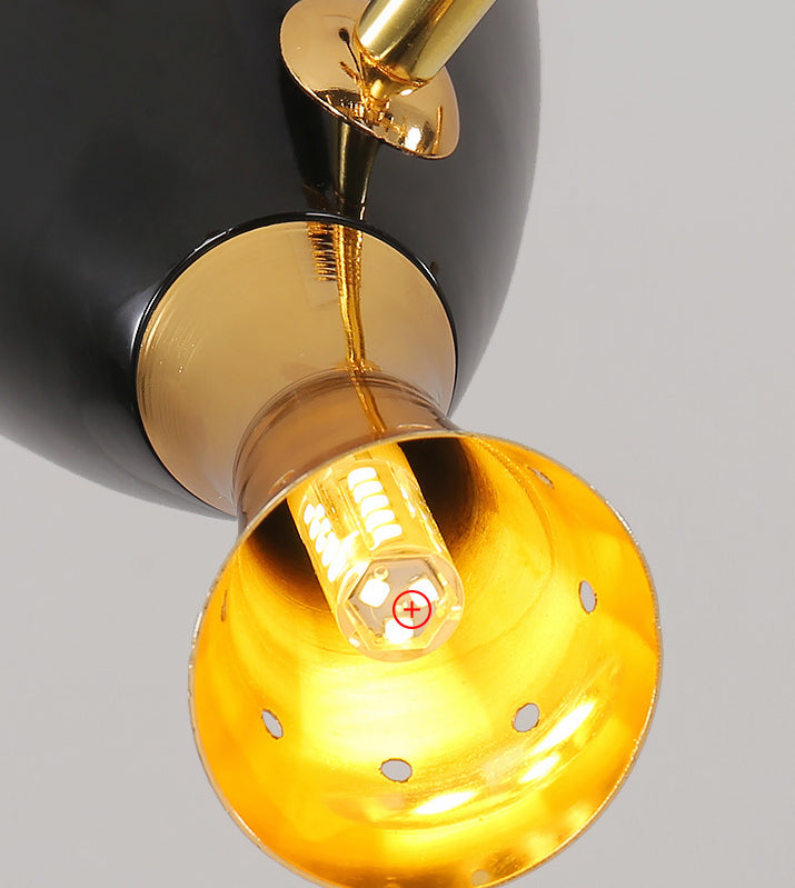 Trompeta negra colgante colgante de la lámpara de metal contemporánea accesorio de iluminación