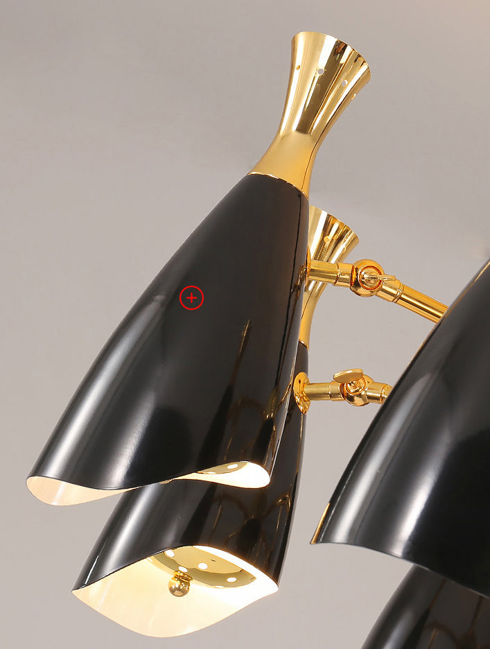Trompeta negra colgante colgante de la lámpara de metal contemporánea accesorio de iluminación