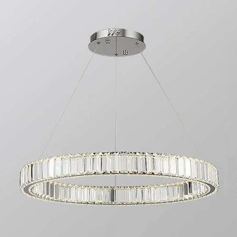 Cirkel kroonluchter verlichtingsarmatuur Minimalistische LED -kristalhangerverlichtingsarmatuur