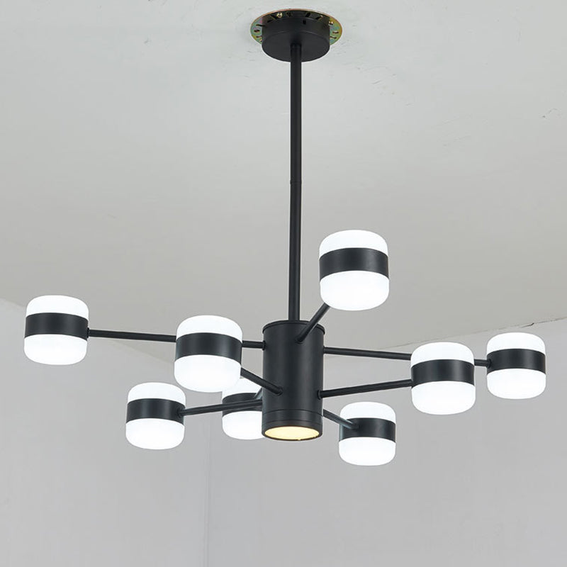 Minimalist LED Chandelier Pendant Light Black Shaded Hanging Light Fixture with Acrylic Shade