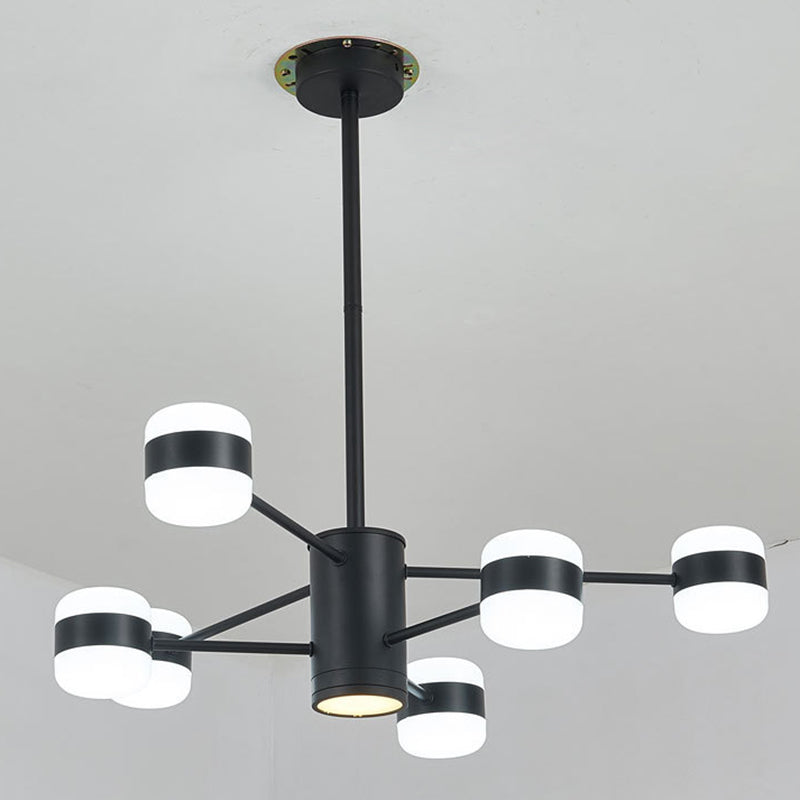 Minimalist LED Chandelier Pendant Light Black Shaded Hanging Light Fixture with Acrylic Shade
