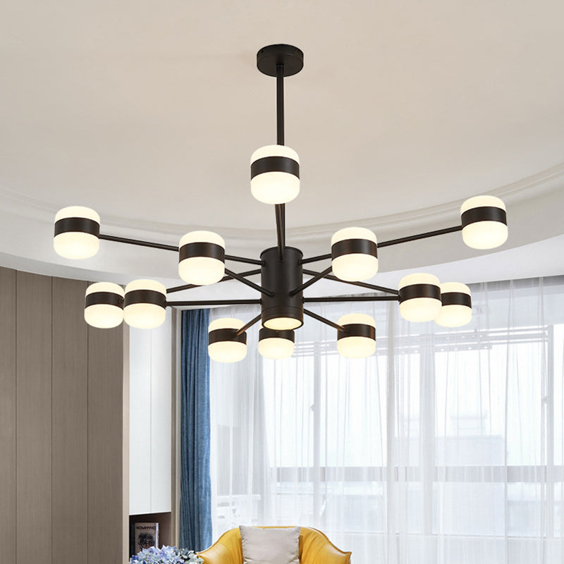 Minimalist LED Chandelier Pendant Light Black Shaded Hanging Light Fixture with Acrylic Shade