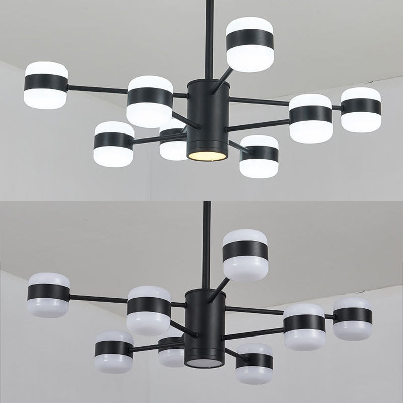 Minimalist LED Chandelier Pendant Light Black Shaded Hanging Light Fixture with Acrylic Shade