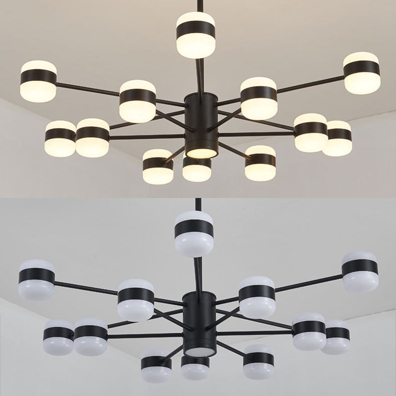 Minimalist LED Chandelier Pendant Light Black Shaded Hanging Light Fixture with Acrylic Shade