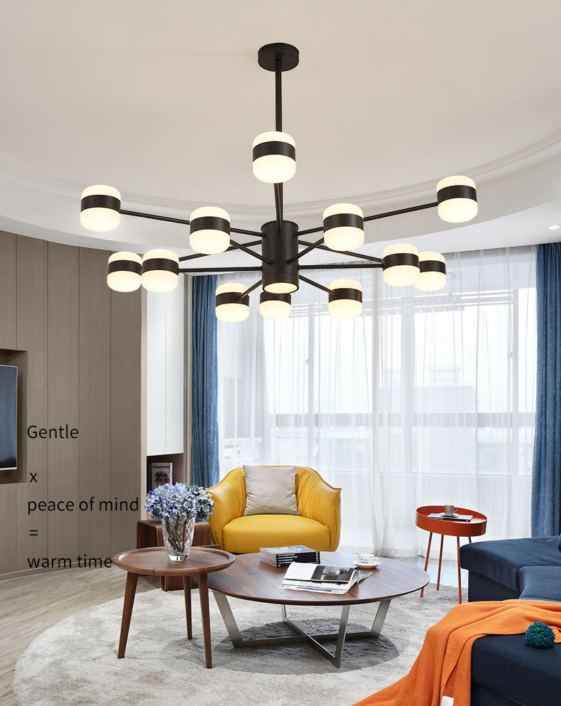 Minimalist LED Chandelier Pendant Light Black Shaded Hanging Light Fixture with Acrylic Shade