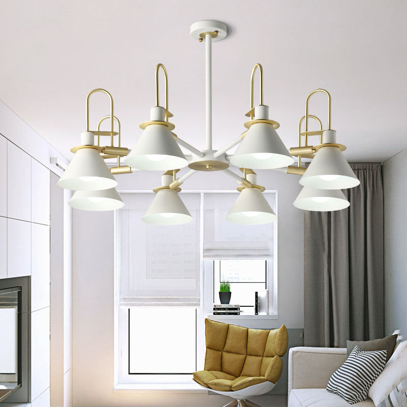 Conical Chandelier Pendant Light Minimalist Style Metal Living Room Suspension Light
