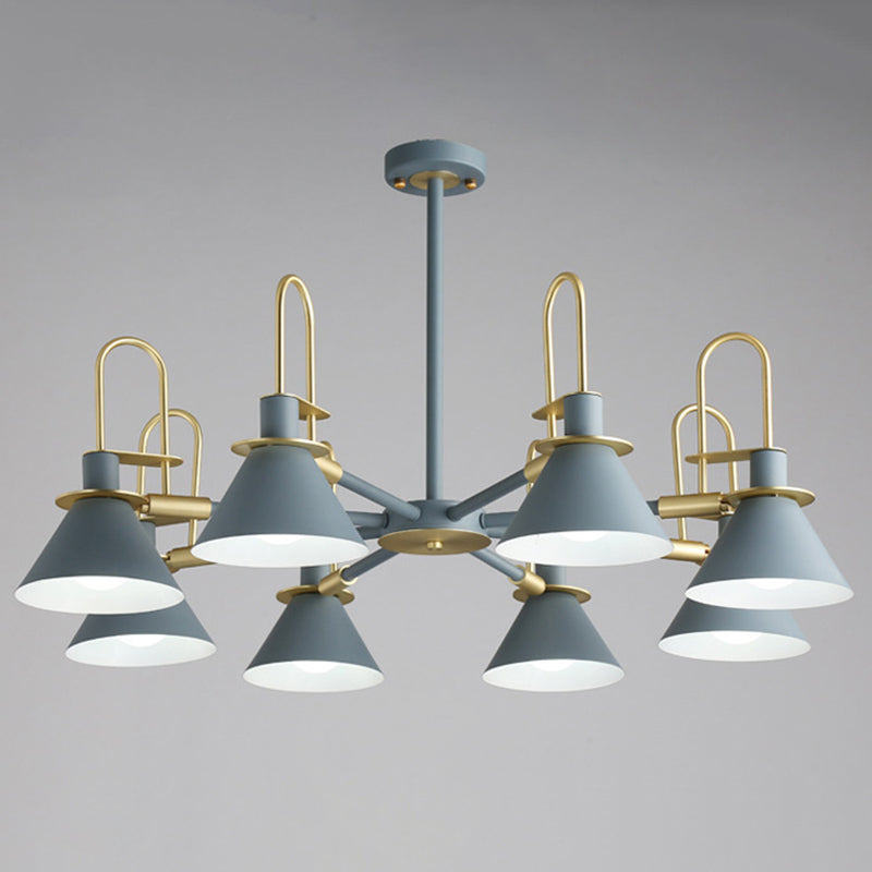 Conical Chandelier Pendant Light Minimalist Style Metal Living Room Suspension Light